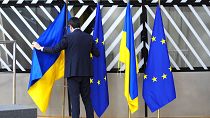 Флаги Украины и Евросоюза
