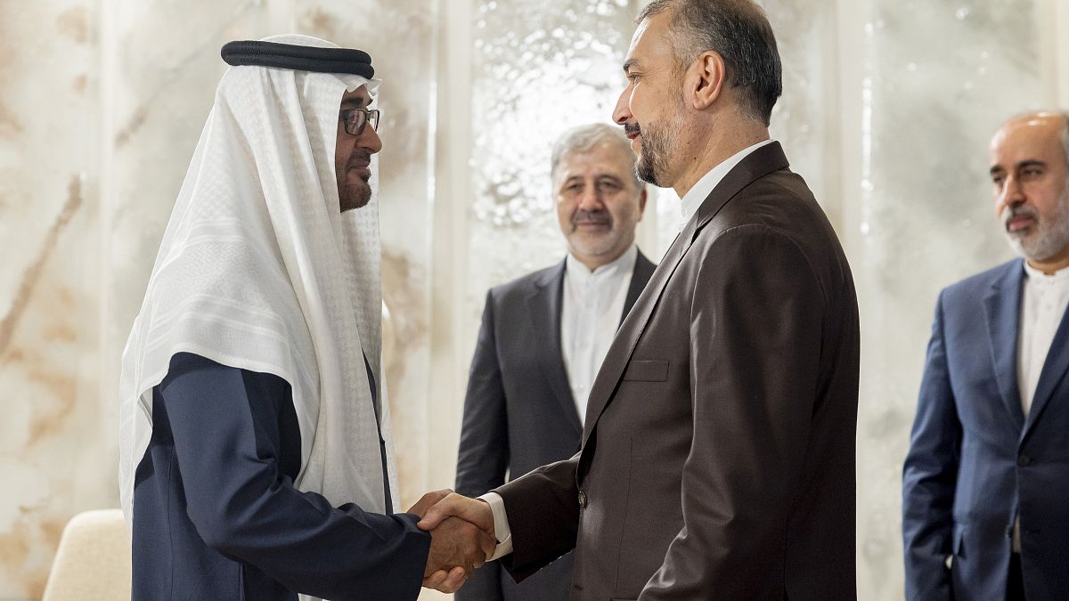  الرئيس الإماراتي محمد بن زايد آل نهيان يلتقي وزير الخارجية الإيراني
