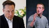 Tesla CEO Elon Musk (on the left), Facebook CEO Mark Zuckerberg (on the right)