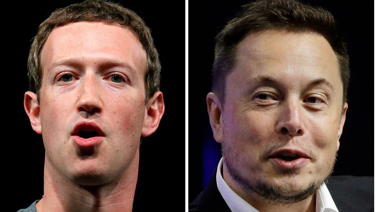META CEO'su Mark Zuckerberg (sol), Twitter'ın sahibi Elon Musk 
