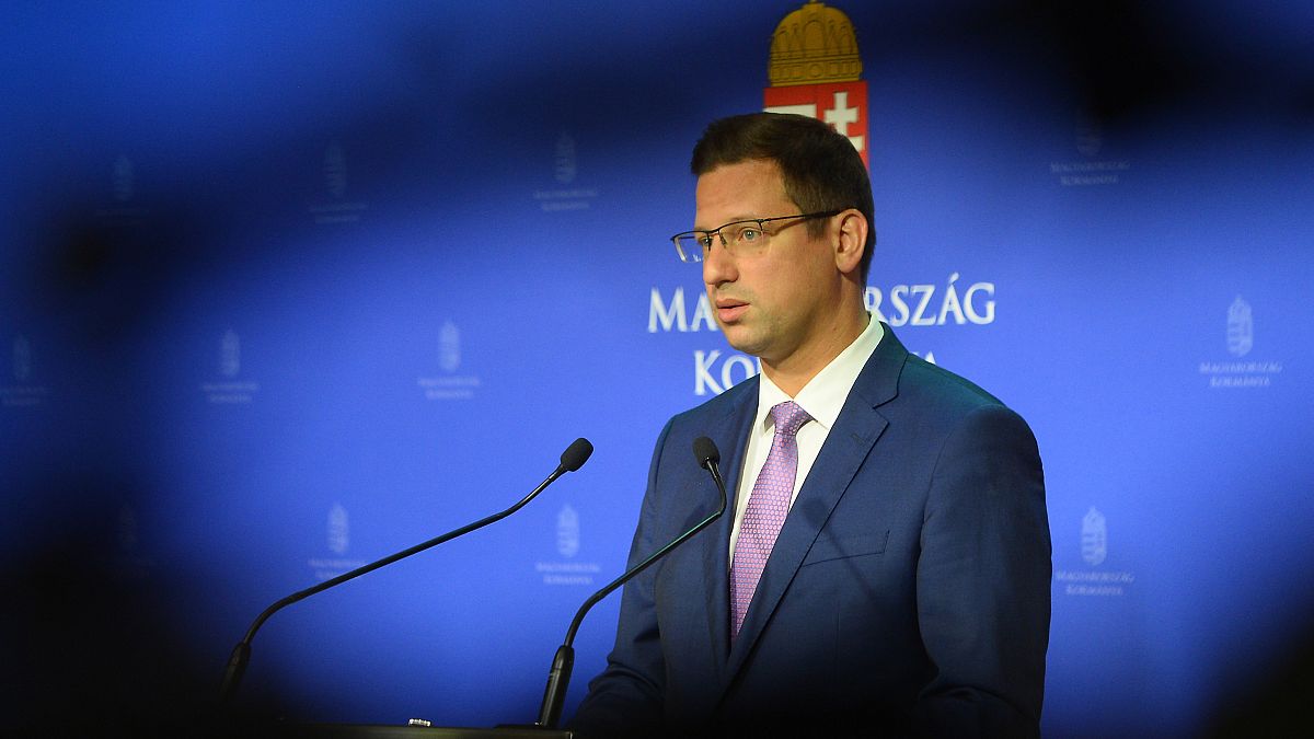 Gulyás Gergely miniszterelnökséget vezető miniszter a Kormányinfón