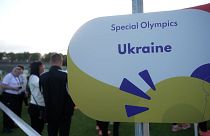 Sign for the Ukrainian team at the SPecial Olympics in Berlin