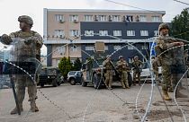 جنود أمريكيون في مهمة حفظ السلام في كوسوفو في بلدة ليبوسافيك، شمال كوسوفو.