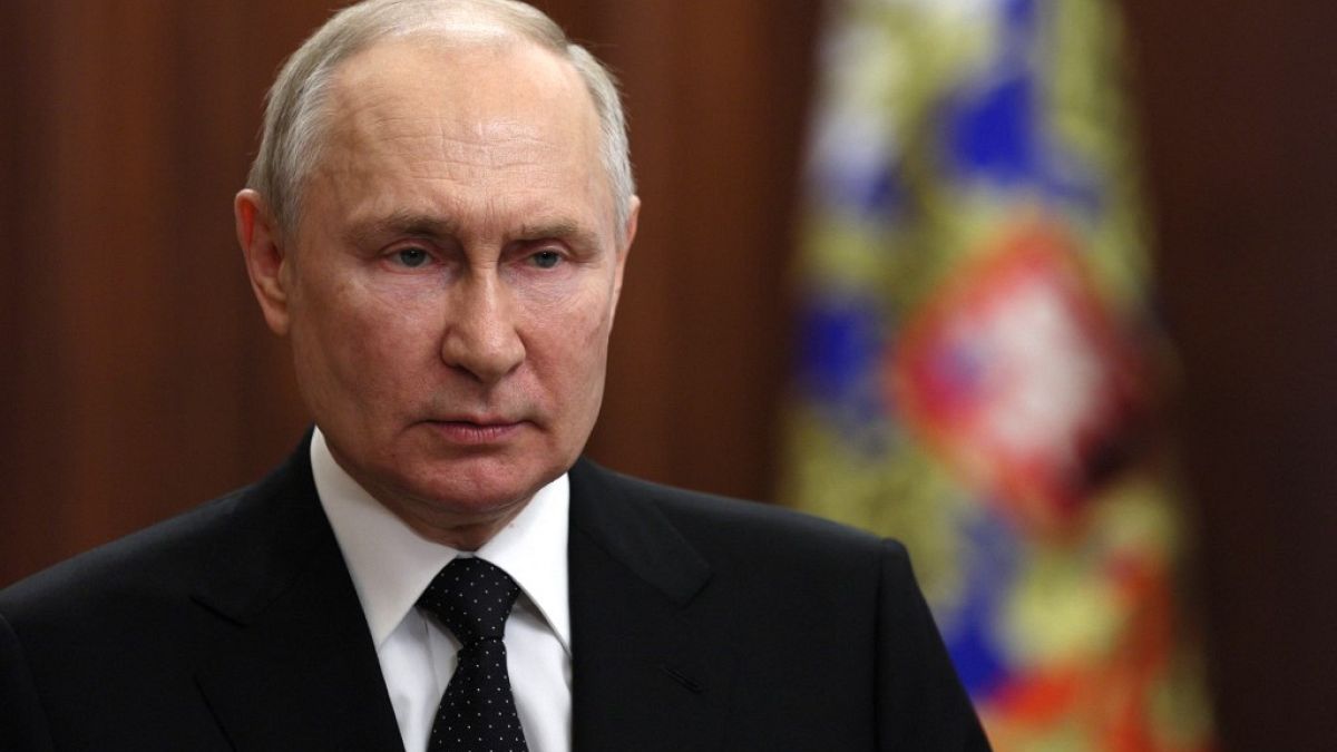 Vladimir Poutine lors de son allocution télévisée, le 24 juin 2023. 