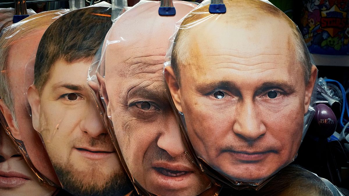 الرئيس الروسي بوتين ومؤسس فاغنر بريغوجين والرئيس الشيشاني قديروف