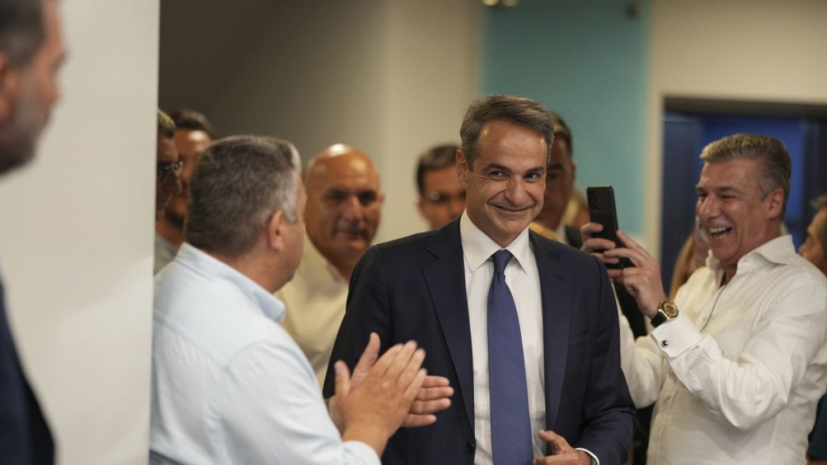 El presidente de Nueva Democracia, Kyriakos Mitsotakis, tras los comicios del domingo. 