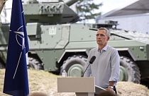 NATO Genel Sekreteri Jens Stoltenberg,  Litvanya'nın başkenti Vilnius'ta Griffin Storm 2023 Tatbikatı ile ilgili düzenlenen basın toplantısında konuştu