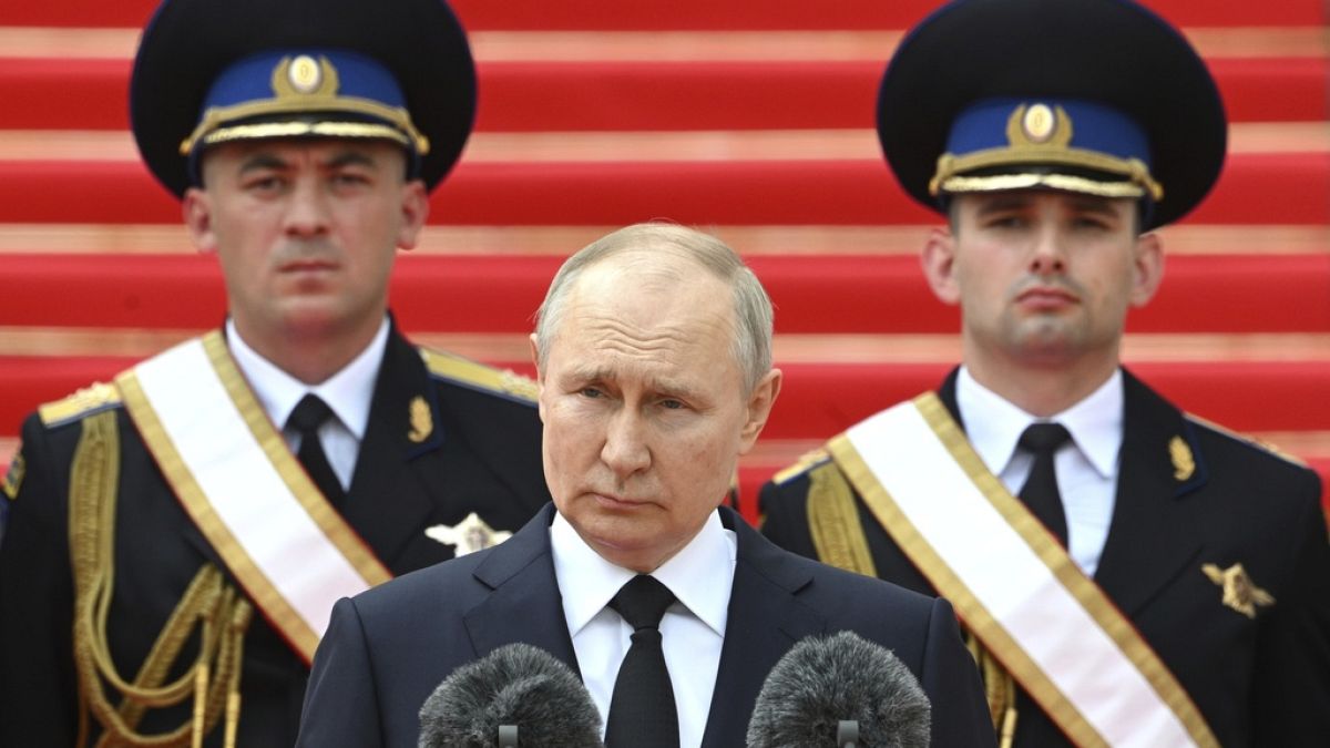 Президент России Владимир Путин во время выступления перед военными. Москва, Россия. 27 июня 2023.