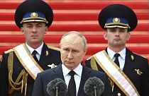 Президент России Владимир Путин во время выступления перед военными. Москва, Россия. 27 июня 2023.