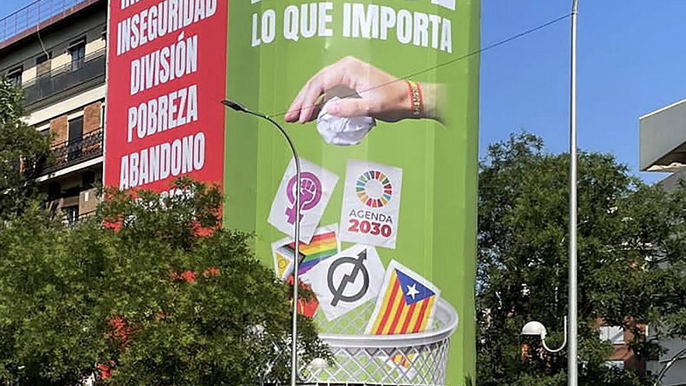 Feminism and LGBTQ+ flag as trash: Spain’s Vox told to remove banner