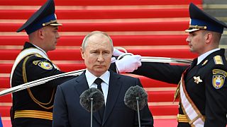 Vlagyimir Putyin beszédet mond Moszkvában, 2023. június 27-én