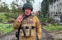 Евгений Пригожин в украинском Бахмуте, 25 мая 2023 года.