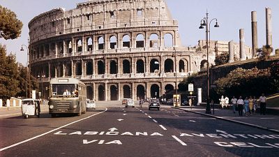 Archív fotón a római Colosseum