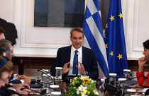 Ο πρωθυπουργός Κυριάκος Μητσοτάκης  προεδρεύει στην πρώτη συνεδρίαση του νέου υπουργικού συμβουλίου στο Μέγαρο Μαξίμου