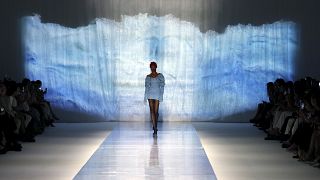 Before the storm: A model walks the runway during the Shein's 'Endless Summer Show' in Paris earlier this month