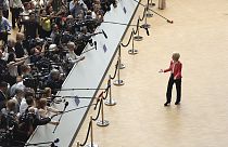 Ursula von der Leyen, az Európai Bizottság elnöke az EU-csúcstalálkozóra érkezik 2023. június 29-én, csütörtökön.