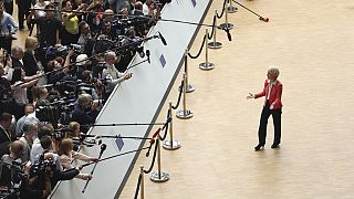 La présidente de la Commission européenne, Ursula von der Leyen, à son arrivée au sommet