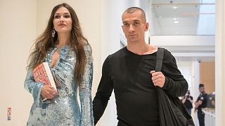 Russian artist Piotr Pavlenski (R) and his companion Alexandra de Taddeo (L)