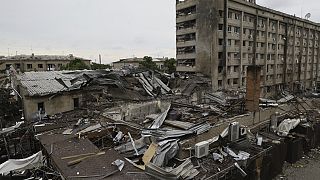 Les ruines du restaurant de Kramatorsk détruit après un raid russe