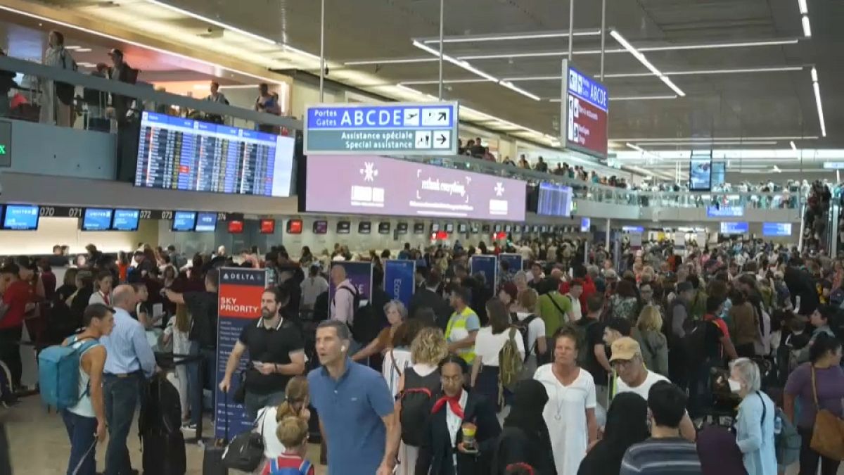 Travellers frustrated by a strike at Geneva airport, June 30th 2023