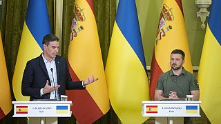 Pedro Sánchez em Kiev no primeiro dia da presidência Espanhola da UE