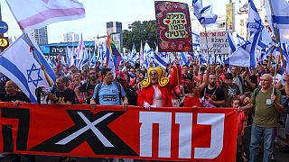 Manifestation contre le projet de réforme judiciaire en Israël.