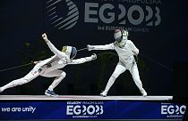 Final de esgrima de espada femenina por equipos de los Juegos Europeos en el Tauron Arena, en Cracovia, el 29 de junio de 2023