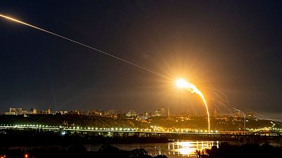 Ukrainian air defense intercepts a Shahed drone mid-air. Ukrainian air defense intercepts a Shahed drone mid-air.