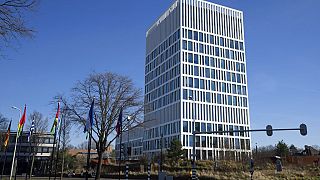 Exterior view of the Eurojust building in The Hague, Netherlands, Wednesday, Feb. 8, 2023.