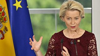 Ursula von der Leyen, the president of the European Commission, travelled to Madrid to mark the start of Spain's six-month presidency of the EU Council.