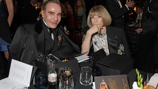 Galliano poses with Anna Wintour at The Fashion Awards in London, 2021
