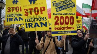 مظاهرة ضد ارتفاع عدد حالات الإعدام في إيران، باريس، فرنسا.