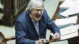 MP Vittorio Sgarbi shouts as he argues with other lawmakers during a debate on Justice in the parliament in Rome. Thursday, 25 June 2020.