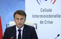 French President Emmanuel Macron speaks following a government emergency meeting after riots erupted for the third night in a row across the country, Friday, June 30, 2023. 