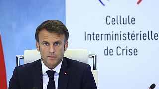French President Emmanuel Macron speaks following a government emergency meeting after riots erupted for the third night in a row across the country, Friday, June 30, 2023. 