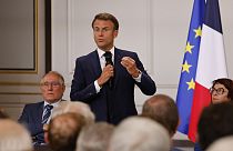 Der französische Präsident Emmanuel Macron spricht vor 241 Bürgermeister:innen, Paris, 04.07.2023
