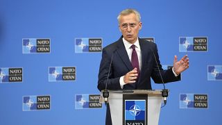 NATO Secretary General Jens Stoltenberg speaks during a media conference at NATO headquarters in Brussels, Thursday, July 6, 2023.