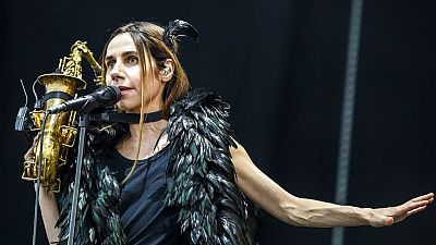 British singer-songwriter PJ Harvey performs at the Sziget (Island) Festival.