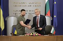Az ukrán elnök vendéglátójával, a bolgár miniszterelnökkel Szófiában