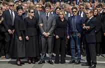 Silvio Berlusconi családtagjai a június 14-i temetésen Milánóban