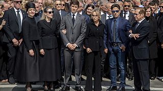 Les proches de Silvio Berlusconi à ses obsèques, à Milan, Italie, le 14 juin2023.