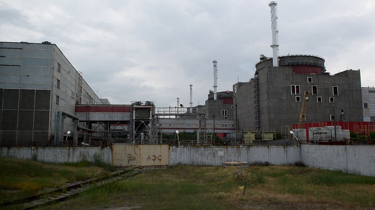 Una vista della centrale nucleare di Zaporizhzhia nell'Ucraina meridionale, il 15 giugno 2023. 
