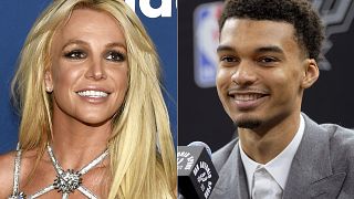 Britney Spears at the 29th annual GLAAD Media Awards in Beverly Hills, and San Antonio Spurs NBA basketball player Victor Wembanyama at a news conference in San Antonio.