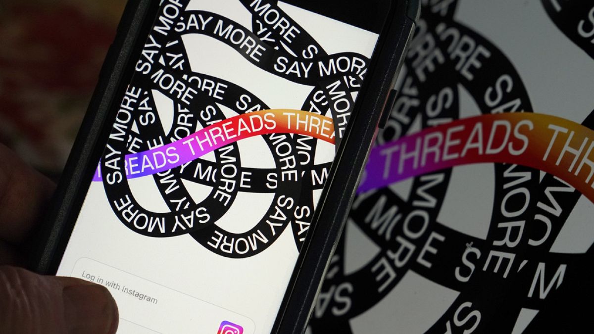 Meta'nın yeni piyasaya sürdüğü metin tabanlı sosyal medya uygulaması Threads logoso 
