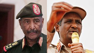  Abdel Fattáh al-Burhán tábornok és Mohammed Hamdan Dagalo egy-egy korábbi felvételen