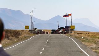 A Russian checkpoint on a road leading to Nagorno-Karabakh.