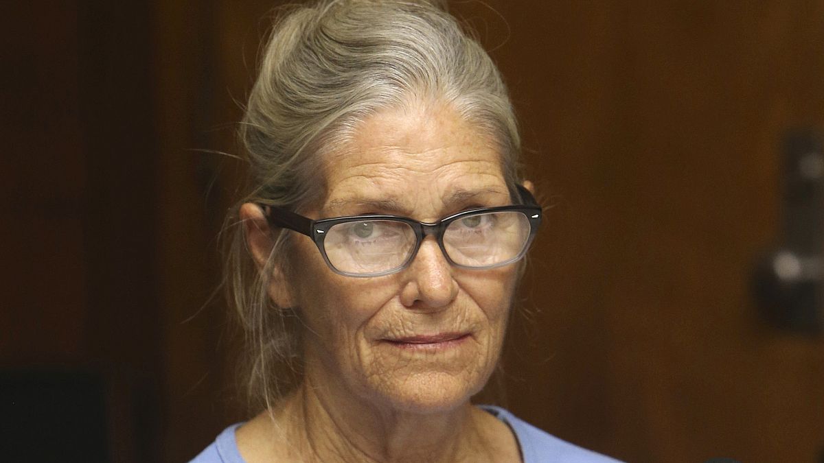 FILE - In this Sept. 6, 2017, file photo, Leslie Van Houten attends her parole hearing at the California Institution for Women in Corona, Calif. 