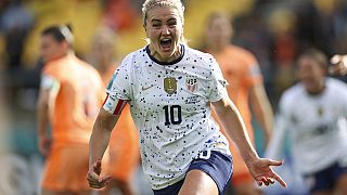 La gioia di Lindsay Horan, in gol in Usa-Olanda 1-1. (Wellington, 27.6.2023)
