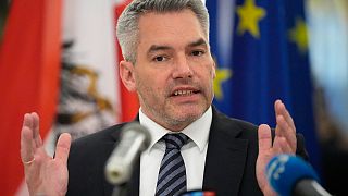 Austria's Chancellor Karl Nehammer speaks after his meeting with Russian President Vladimir Putin in Russia. 11 April 2022