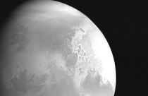 n this undated photo released by the China National Space Administration, a view of the planet Mars is captured by China's Tianwen-1 Mars probe from a distance of 2.2m km.